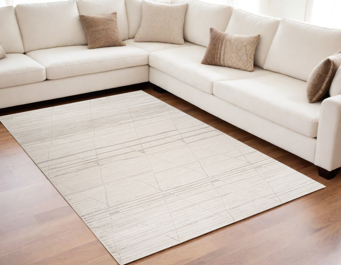 558454 5 x 8 ft. Abstract Rectangle Area Rug, Cream & Beige