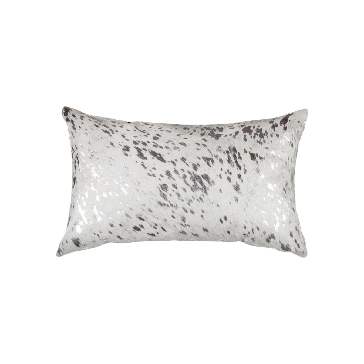 544644 12 x 20 in. Gray & Silver Abstract Cowhide Lumbar Throw Pillows with Glitter - Set of 2