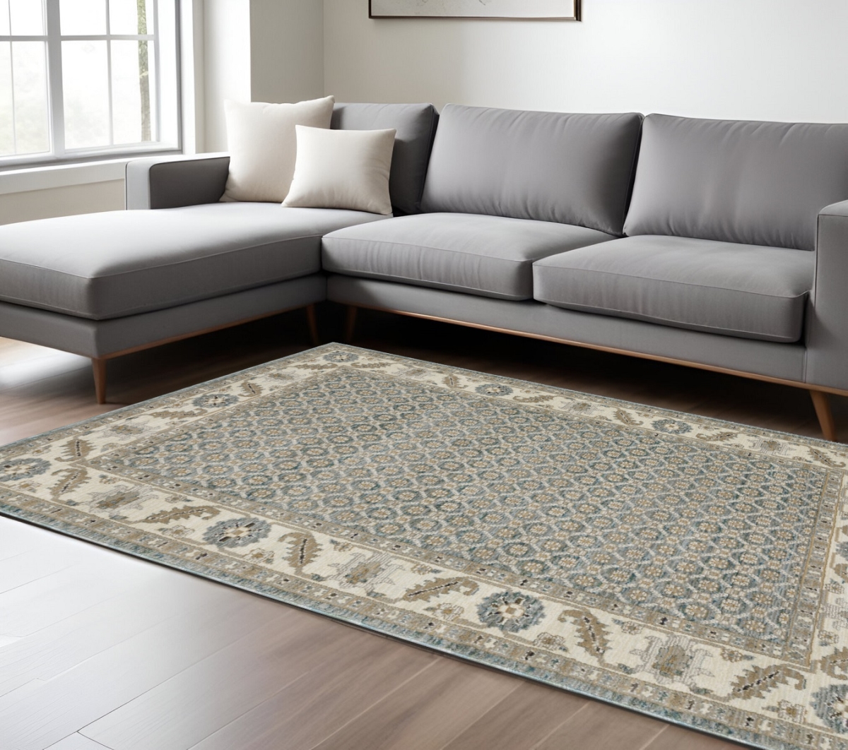 576413 8 x 11 ft. Oriental Rectangle Area Rug, Blue & Ivory