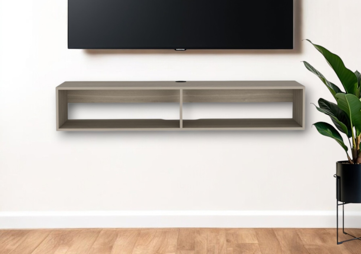 569211 59 in. Beige Floating Mount TV Stand