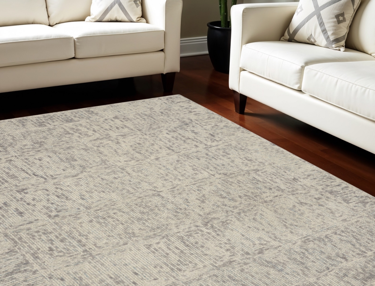 553499 8 x 12 ft. Wool Geometric Rectangle Area Rug, Ivory & Gray