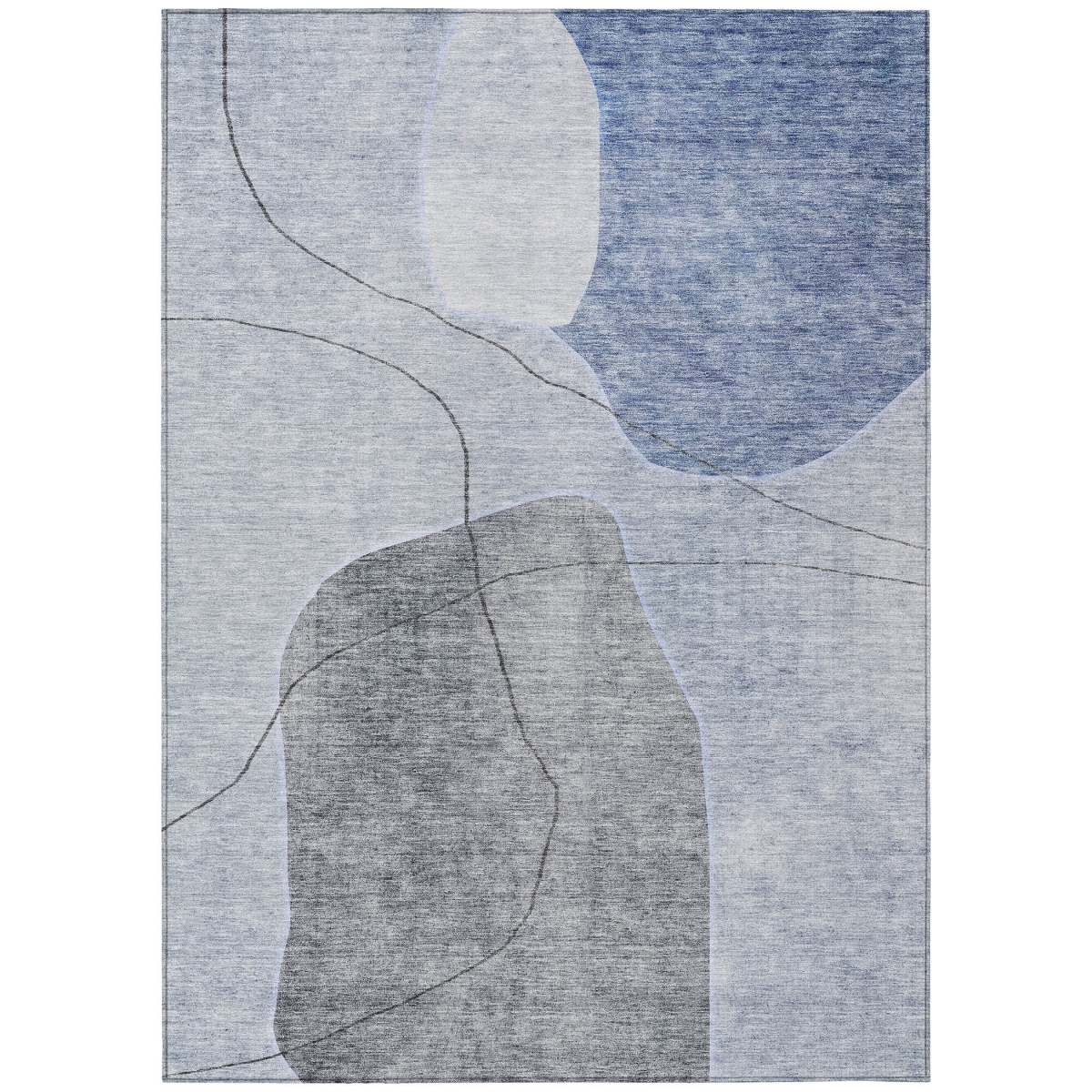 581018 3 x 5 ft. Abstract Washable Indoor & Outdoor Rectangle Area Rug, Denim Blue & Sky Blue
