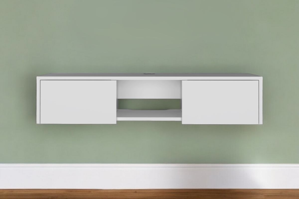 546402 49 in. White Floating Mount TV Stand