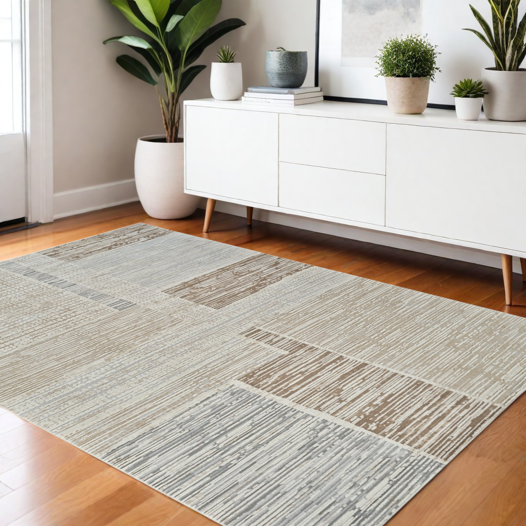 558864 4 x 6 ft. Abstract Distressed Rectangle Area Rug, Beige & Brown