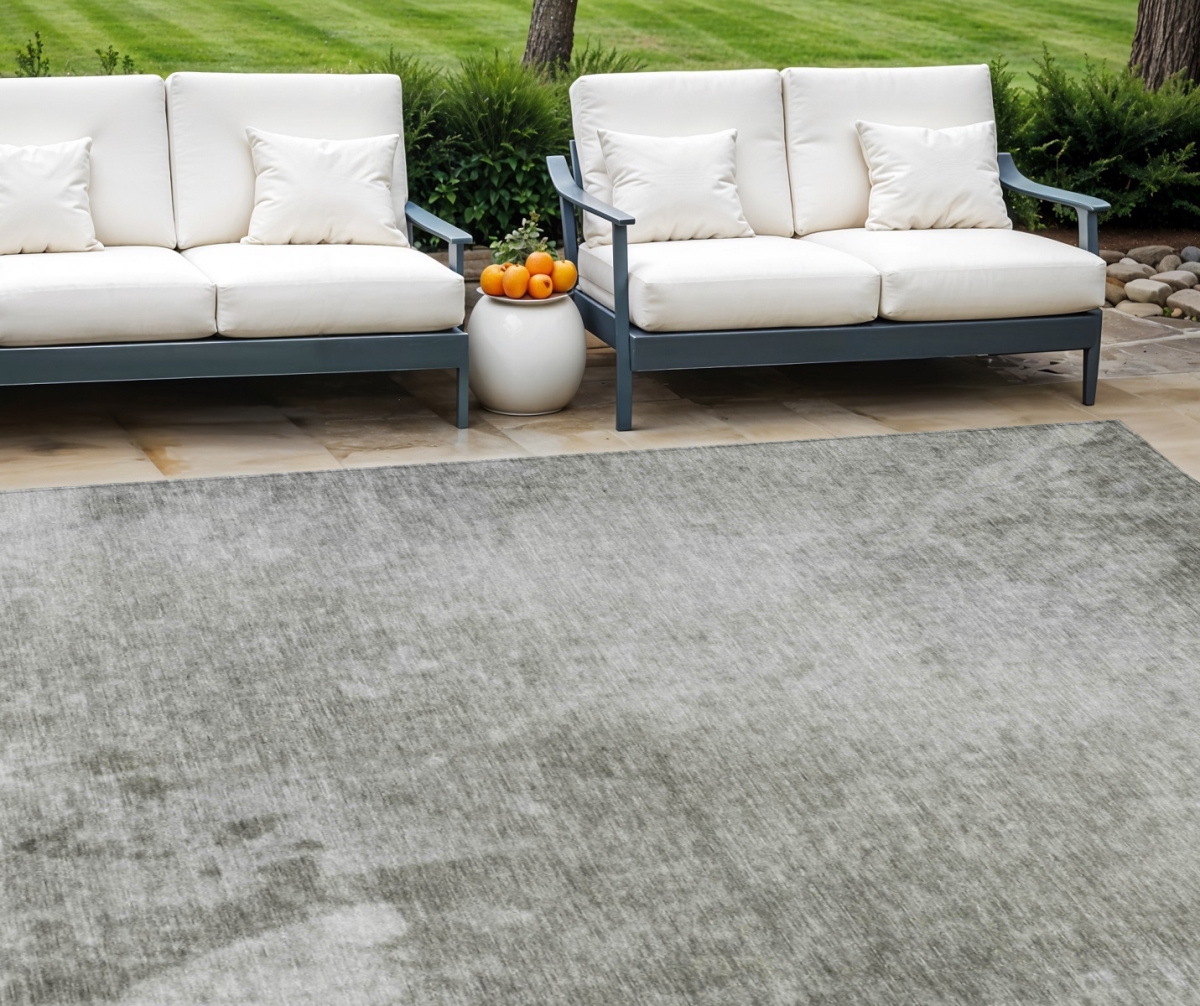 563301 8 x 10 ft. Abstract Washable Indoor & Outdoor Rectangle Area Rug, Gray