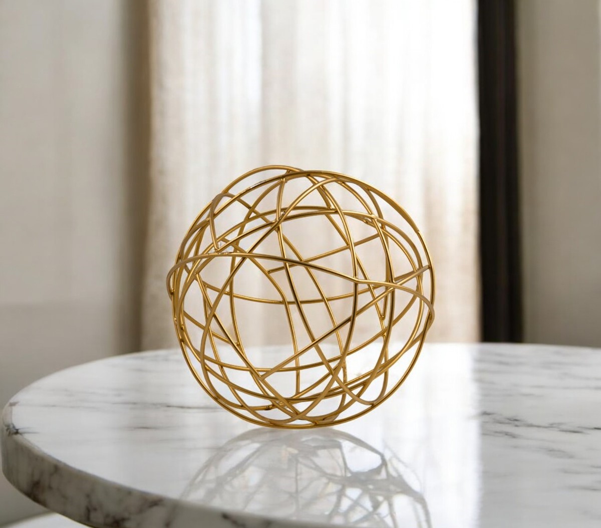 568885 7 in. Gold Aluminum Decorative Orb Tabletop Sculpture