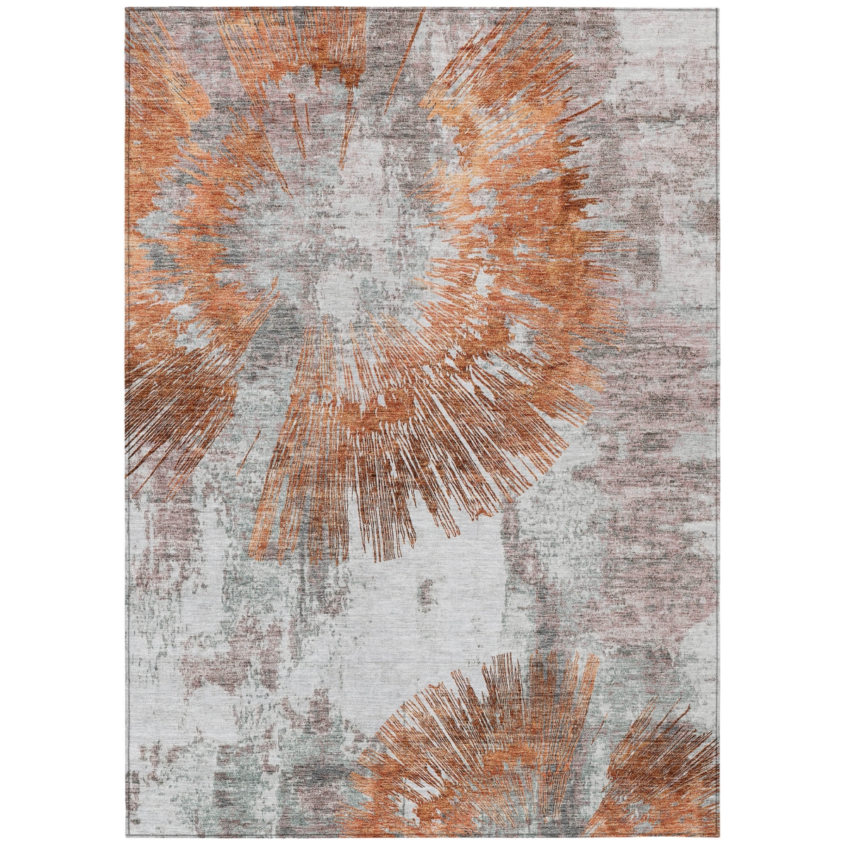Abstract Washable Area Rug - Terra Cotta - 5 x 8 ft - Stain Resistant