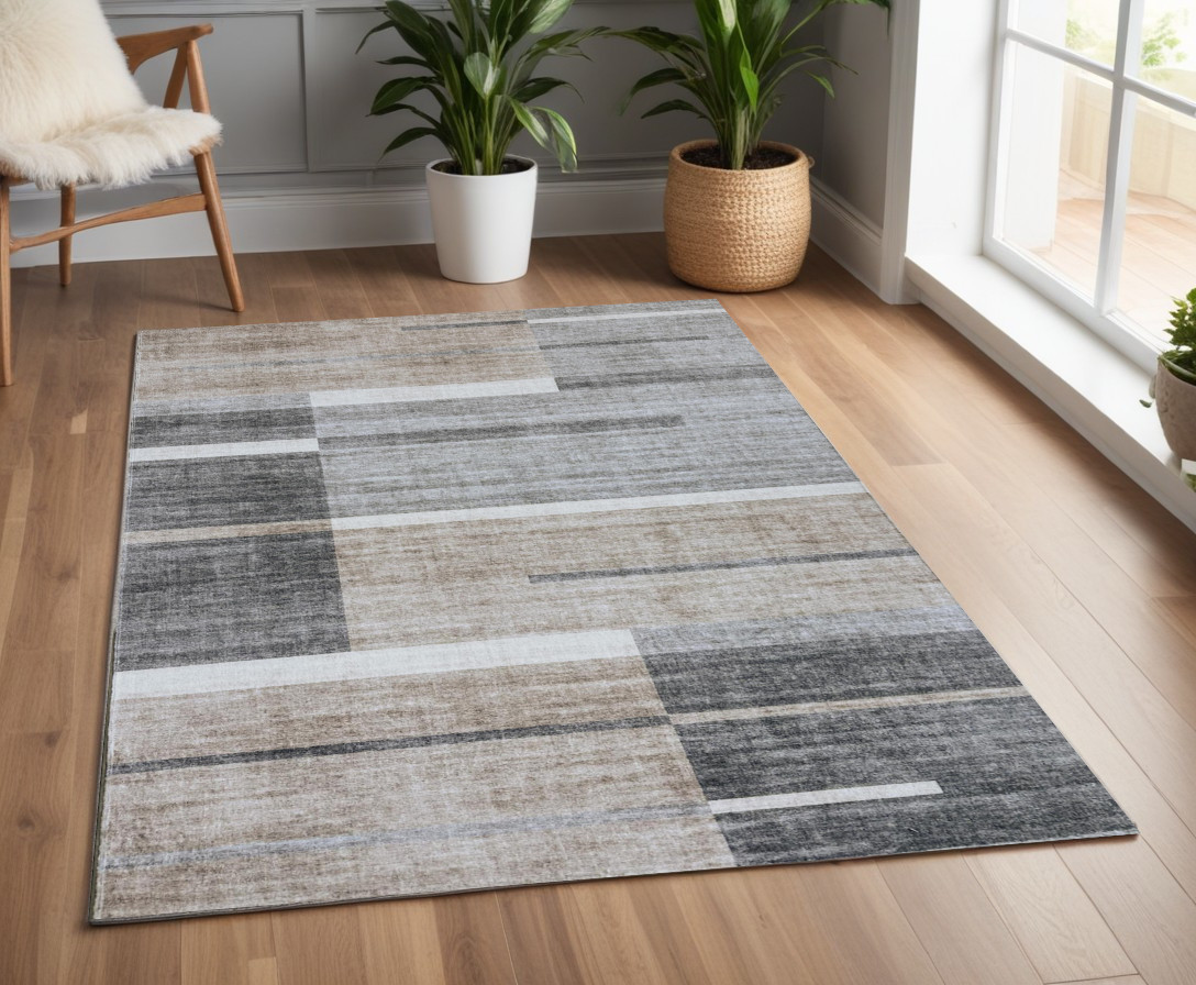 570055 4 x 6 ft. Abstract Rectangle Area Rug, Gray & Brown