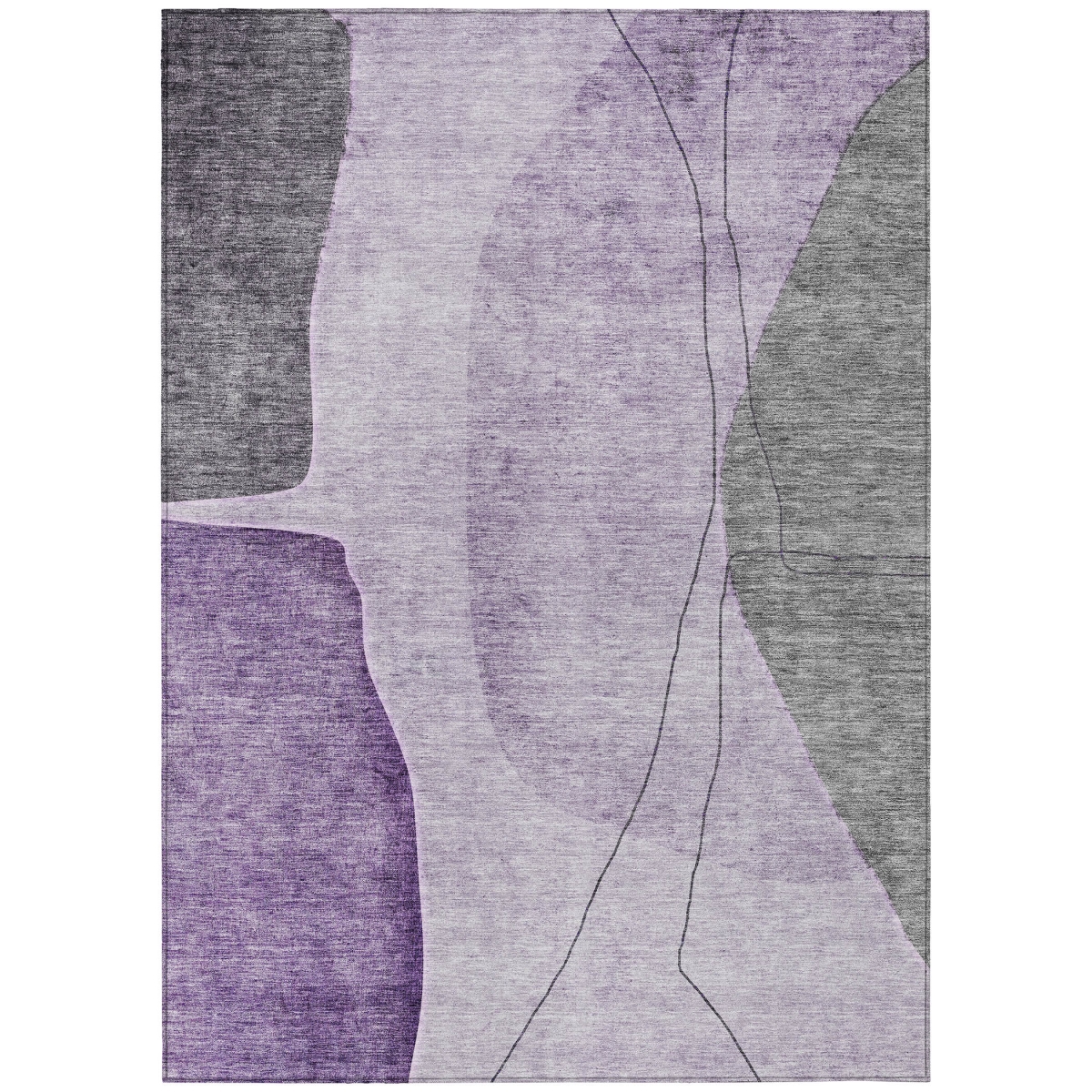 582026 3 x 5 ft. Abstract Washable Indoor & Outdoor Rectangle Area Rug, Purple, Eggplant & Gray