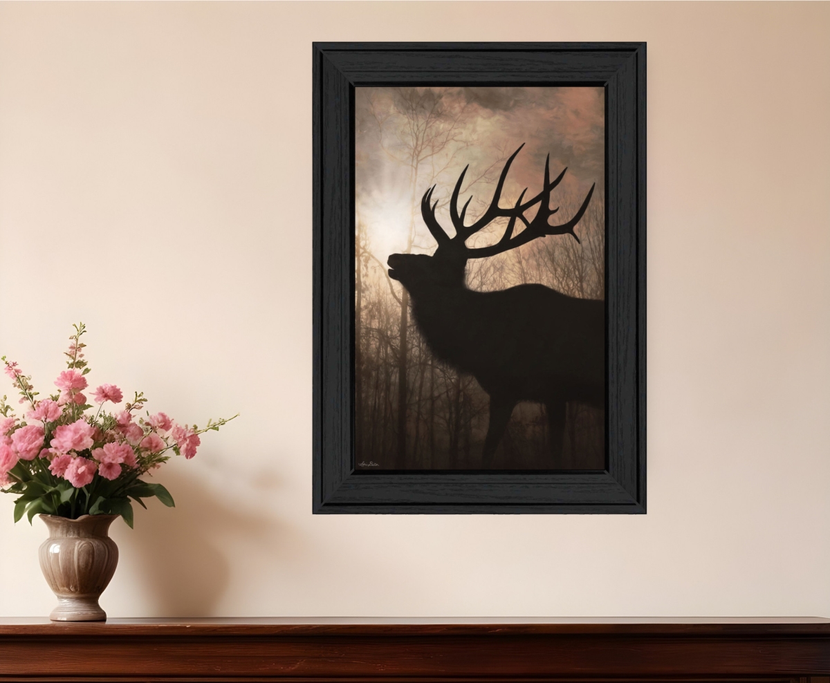 530016 Rectangle Elk Sunrise Black Framed Print Wall Art