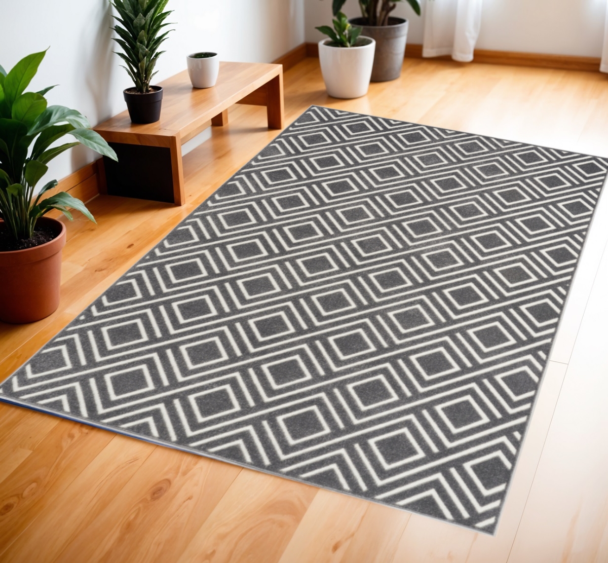 572464 4 x 6 ft. Geometric Rectangle Area Rug, Gray