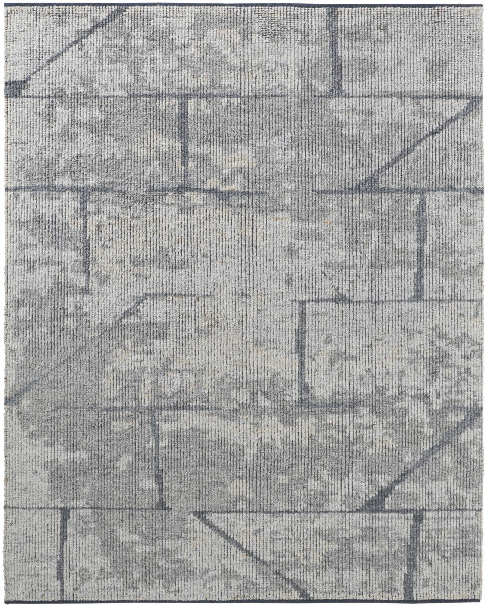 566444 8 x 10 ft. Wool Abstract Hand Knotted Worn Faded Rectangle Area Rug, Gray & Silver