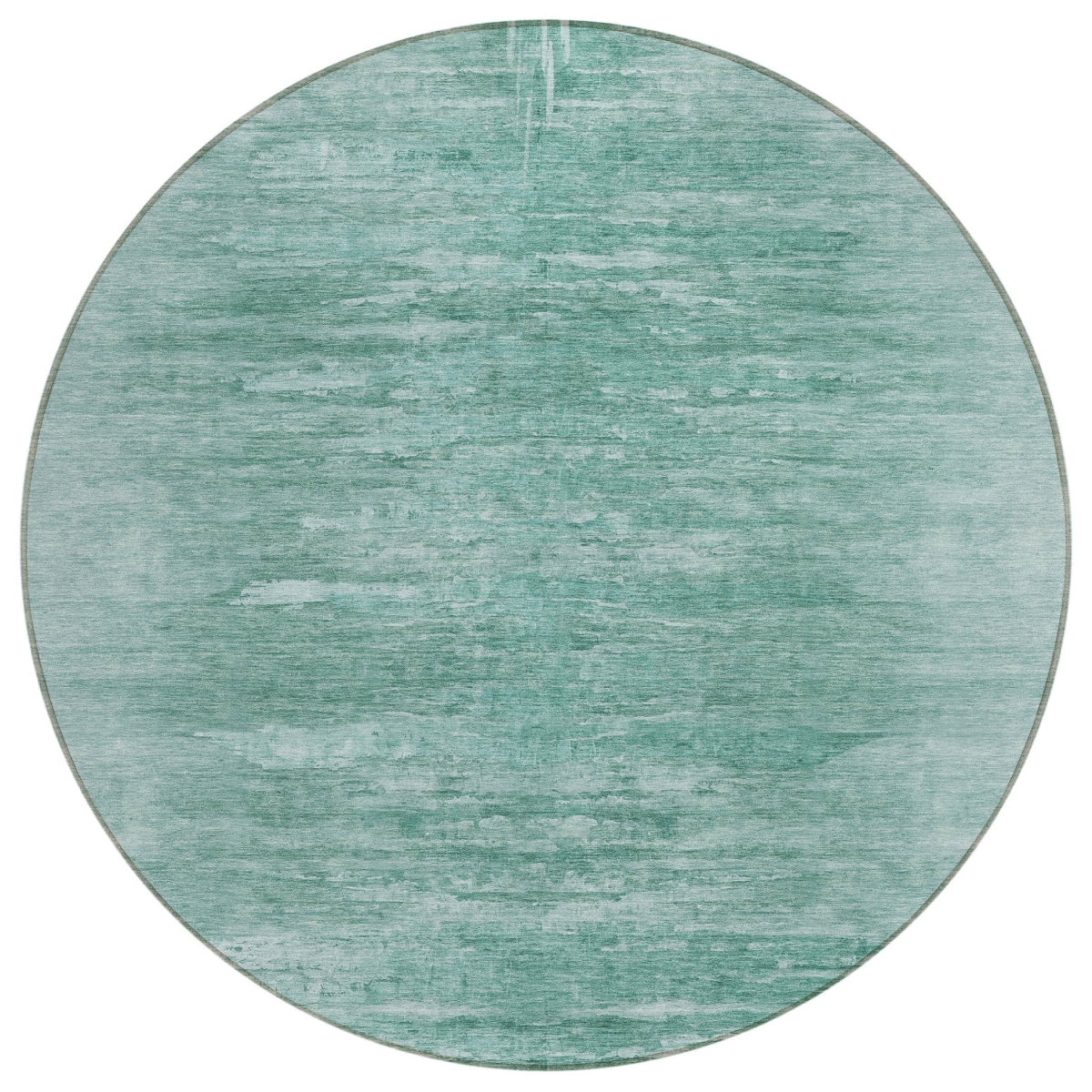 Round Abstract Area Rug - Aqua & Teal Blue - 8 ft - Washable & Stain Resistant