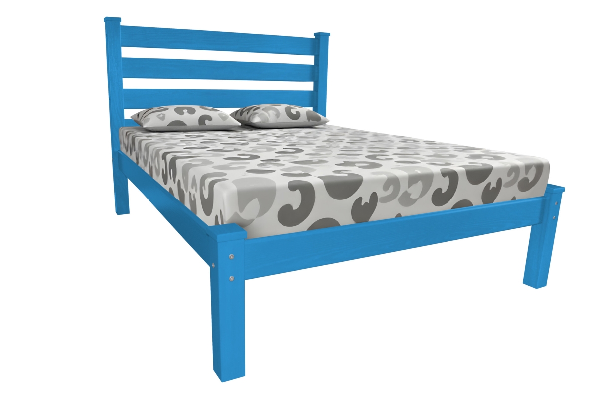 546888 Traditional Caribbean Blue Solid Wood Queen Size Bed Frame