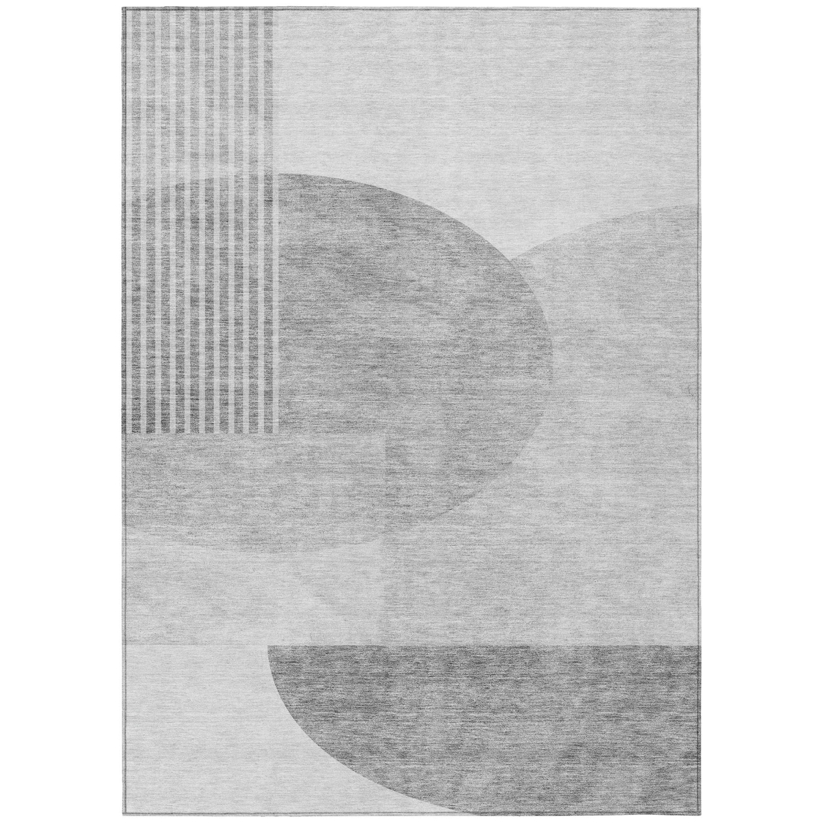 581288 5 x 8 ft. Geometric Washable Indoor & Outdoor Rectangle Area Rug, Gray, Silver & Ivory