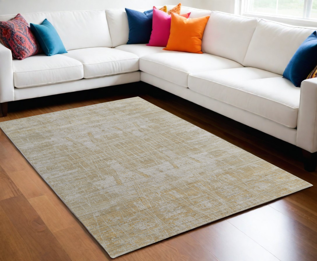 566969 5 x 8 ft. Abstract Hand Woven Rectangle Area Rug, Yellow & Ivory