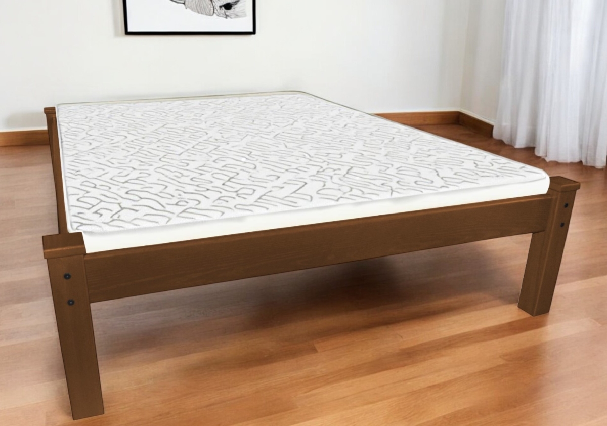 546717 Traditional Brown Solid Wood Queen Size Bed Frame