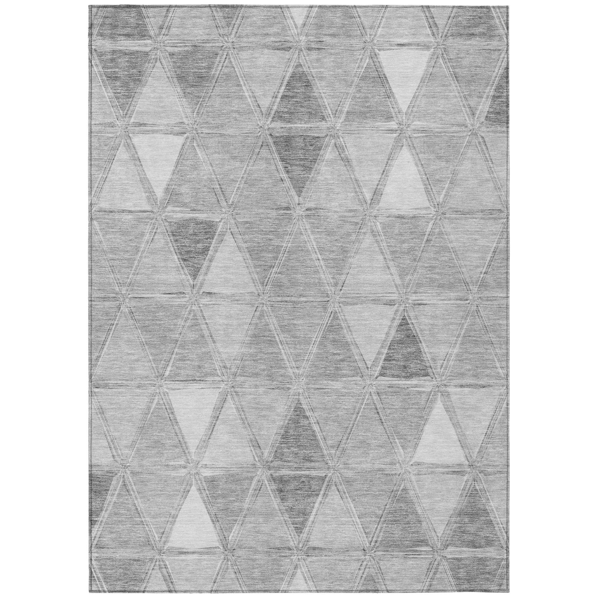 583046 3 x 5 ft. Geometric Washable Indoor & Outdoor Rectangle Area Rug, Gray, Silver & Ivory