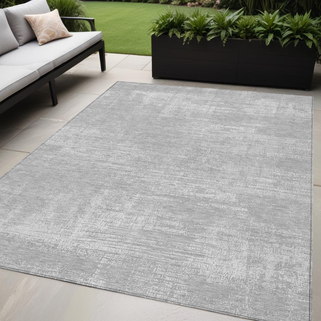 588793 5 x 8 ft. Abstract Washable Indoor & Outdoor Rectangle Area Rug, Silver & Gray