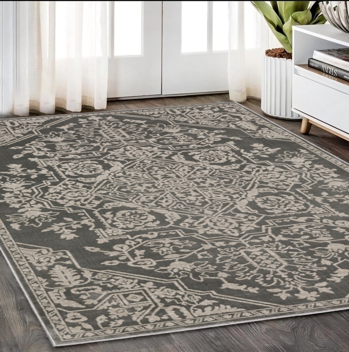 575411 5 x 8 ft. Oriental Rectangle Area Rug, Gray & Light Gray