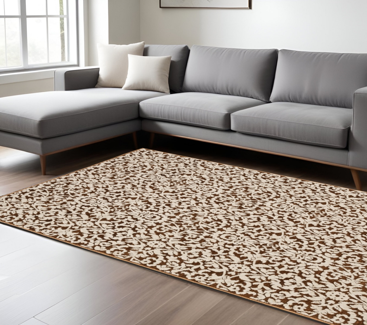 574681 10 x 13 ft. Oriental Rectangle Area Rug, Rust & Beige