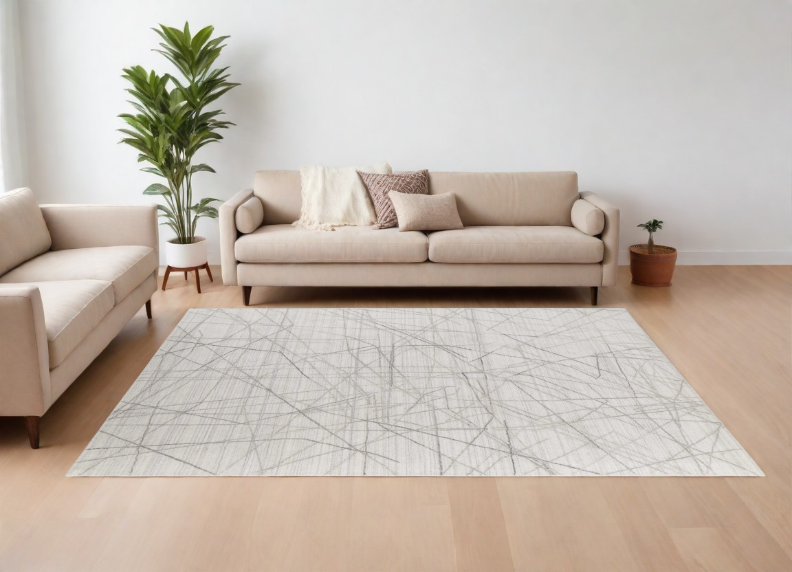 567860 9 x 12 ft. Abstract Hand Woven Rectangle Area Rug, Gray & Ivory