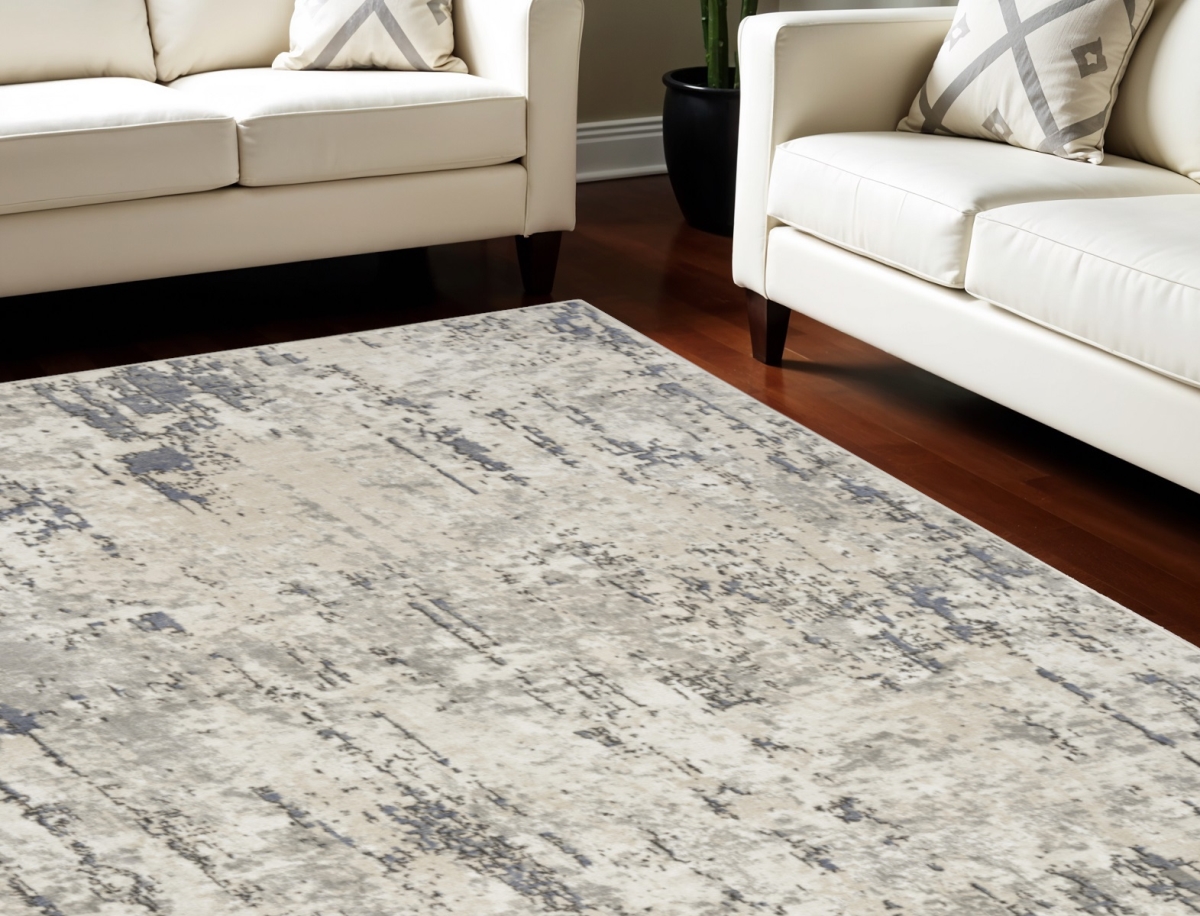 551400 9 x 12 ft. Abstract Power Loom Rectangle Area Rug - Cream
