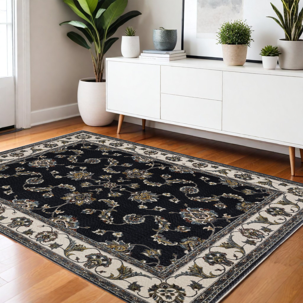 575463 4 x 6 ft. Oriental Rectangle Area Rug with Fringe, Ivory