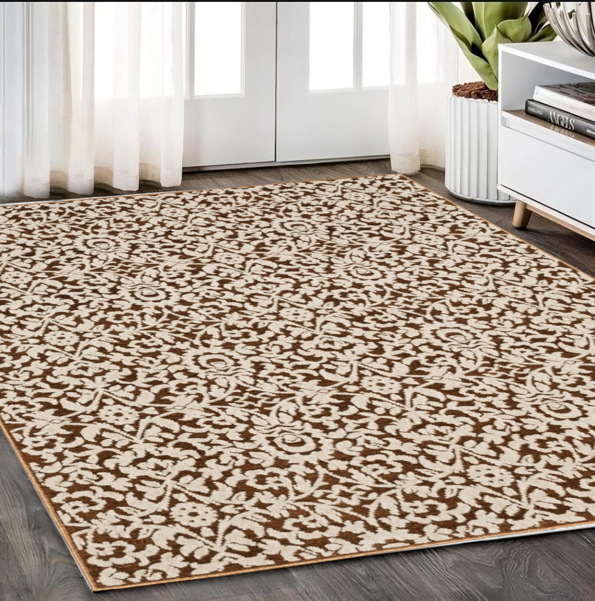 574680 5 x 8 ft. Oriental Rectangle Area Rug, Rust & Beige