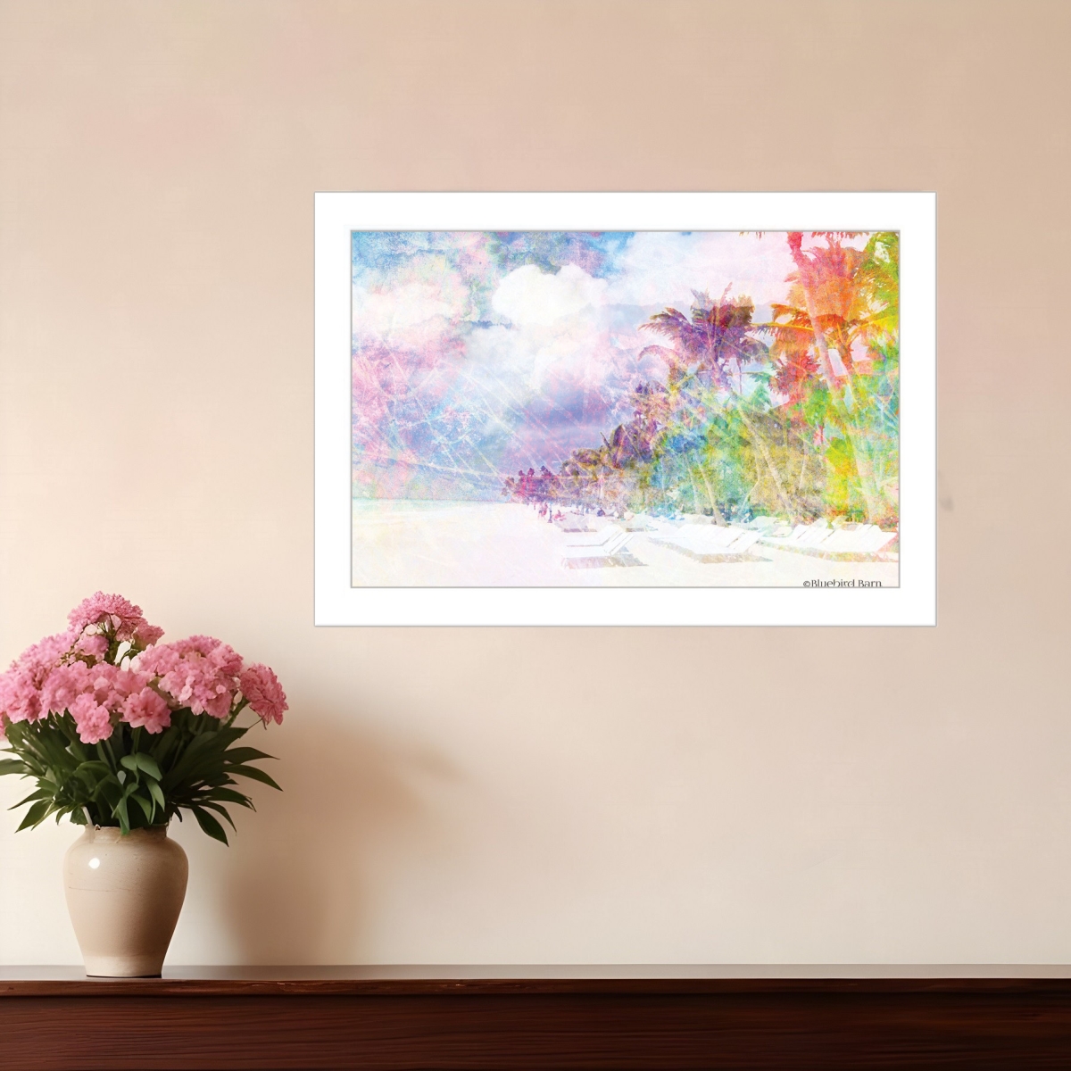 529611 Rainbow Colors on the Coast White Framed Print Wall Art