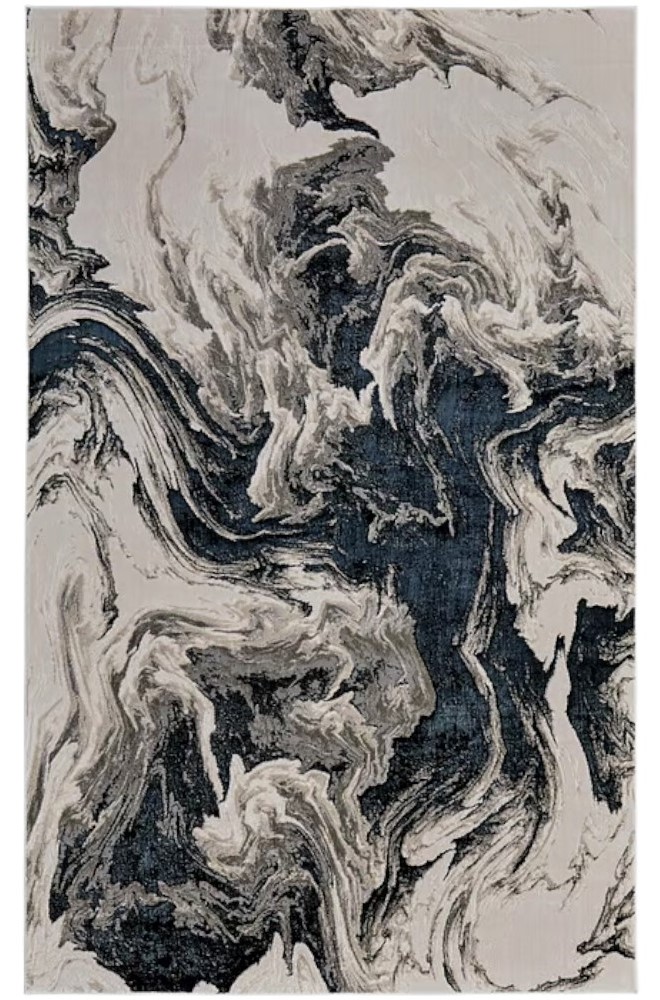 565794 5 x 8 ft. Abstract Power Loom Rectangle Area Rug, Ivory, Black & Taupe
