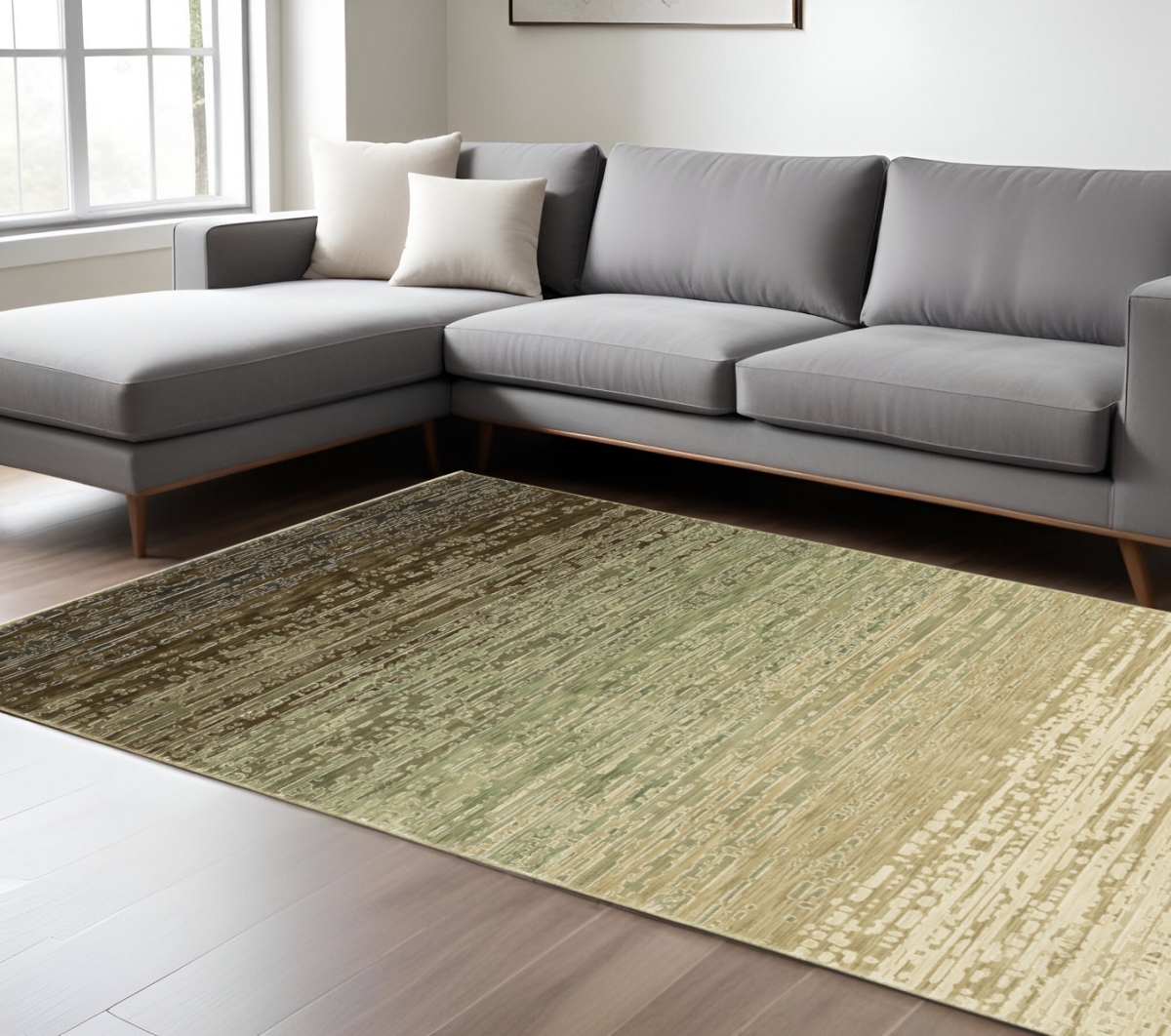 576099 8 x 11 ft. Abstract Rectangle Area Rug, Beige & Brown