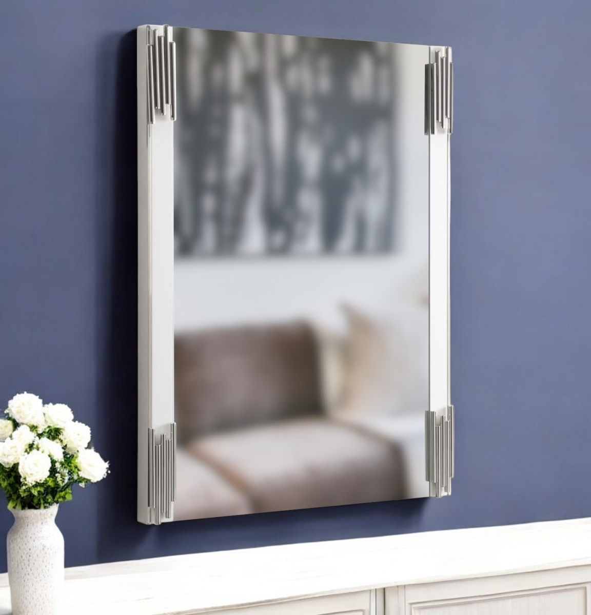 510895 43 in. White Steel Framed Accent Mirror