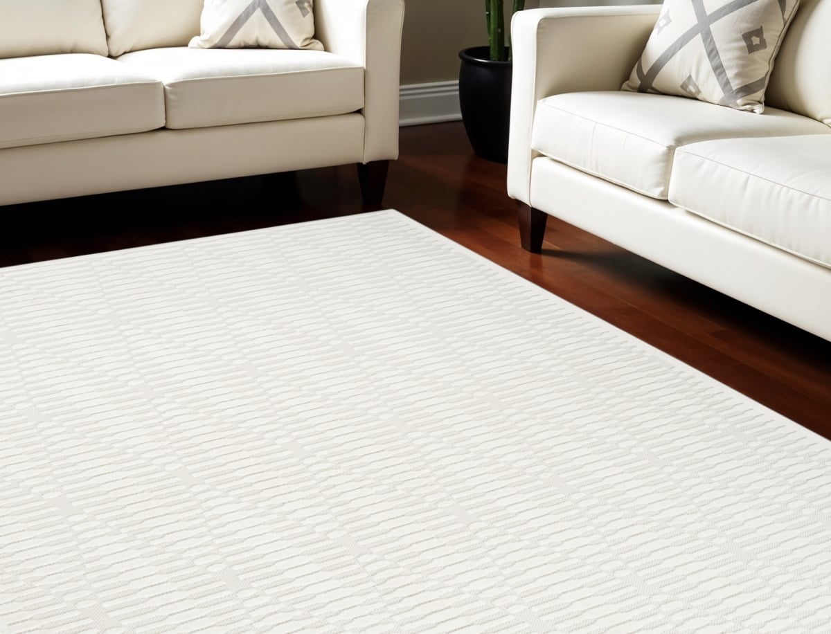 569764 8 x 10 ft. Geometric Rectangle Area Rug, Ivory