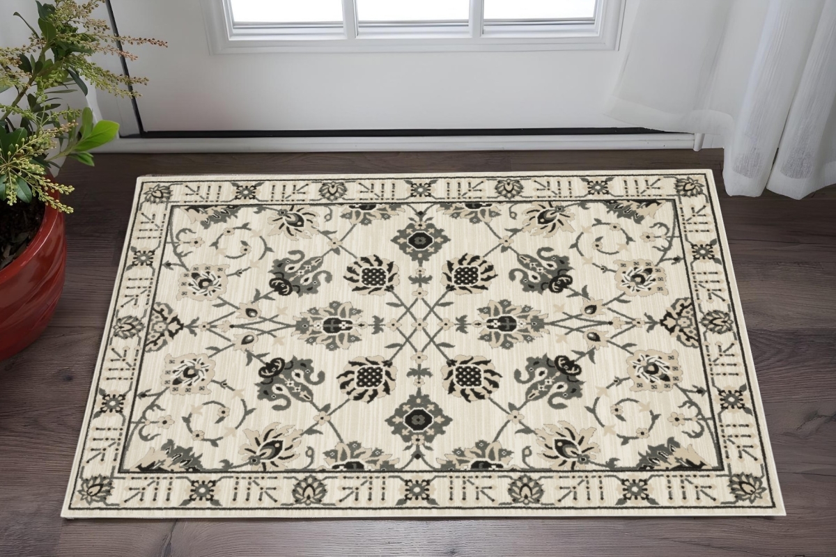 575256 3 x 5 ft. Oriental Rectangle Area Rug, Ivory & Gray