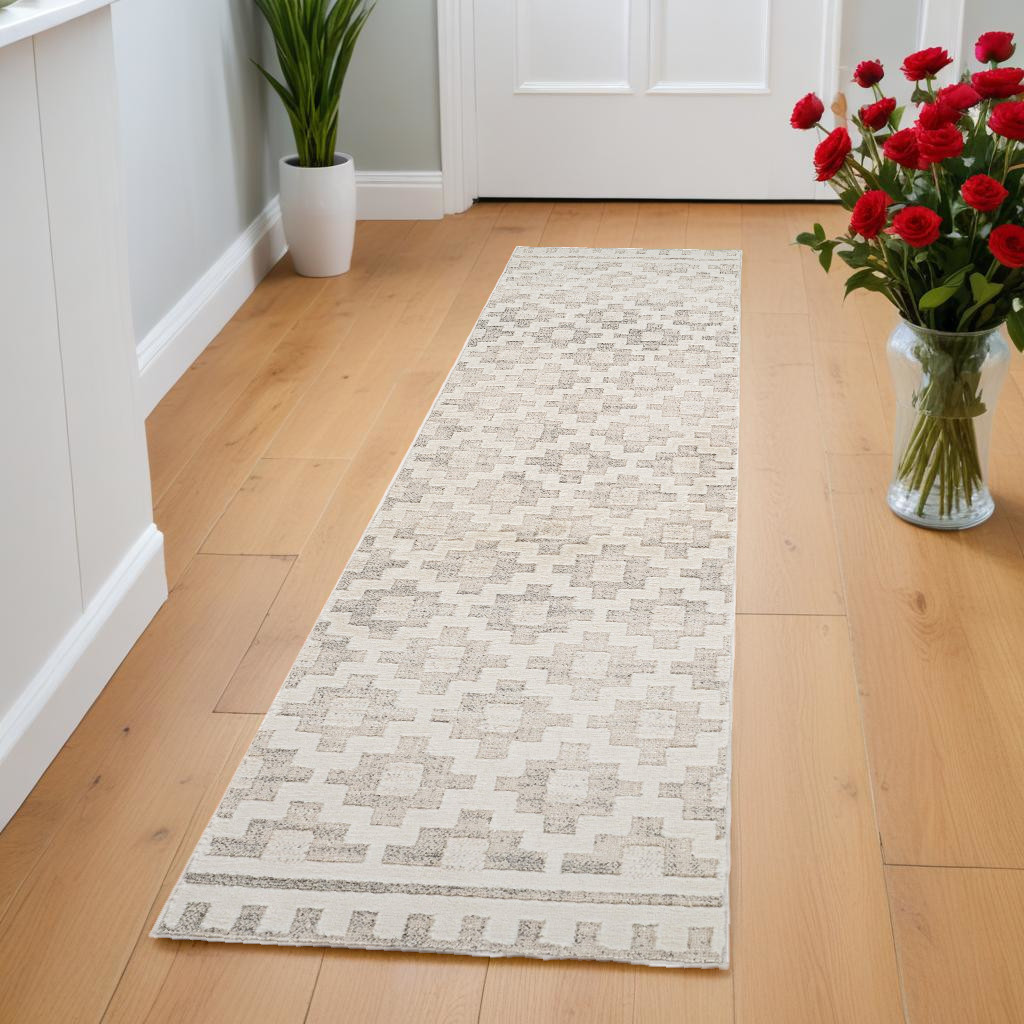558440 8 ft. Moroccan Distressed Rectangle Area Rug, Gray & Beige