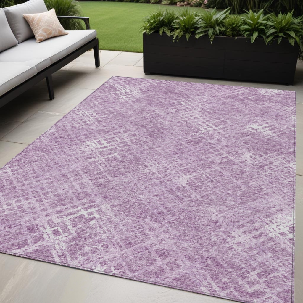 588317 5 x 8 ft. Geometric Washable Indoor & Outdoor Rectangle Area Rug, Lavender, Purple & Ivory
