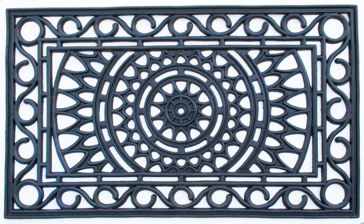 573955 Modern Style Rectangle 18 x 30 in. Black Rubber Outdoor Machine Made Door Mat