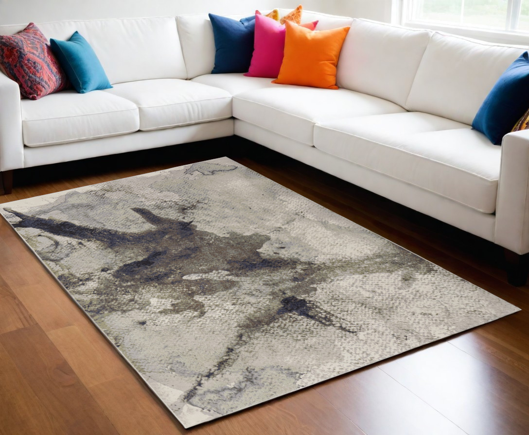 566707 5 x 8 ft. Abstract Power Loom Rectangle Area Rug, Gray, Black & Brown