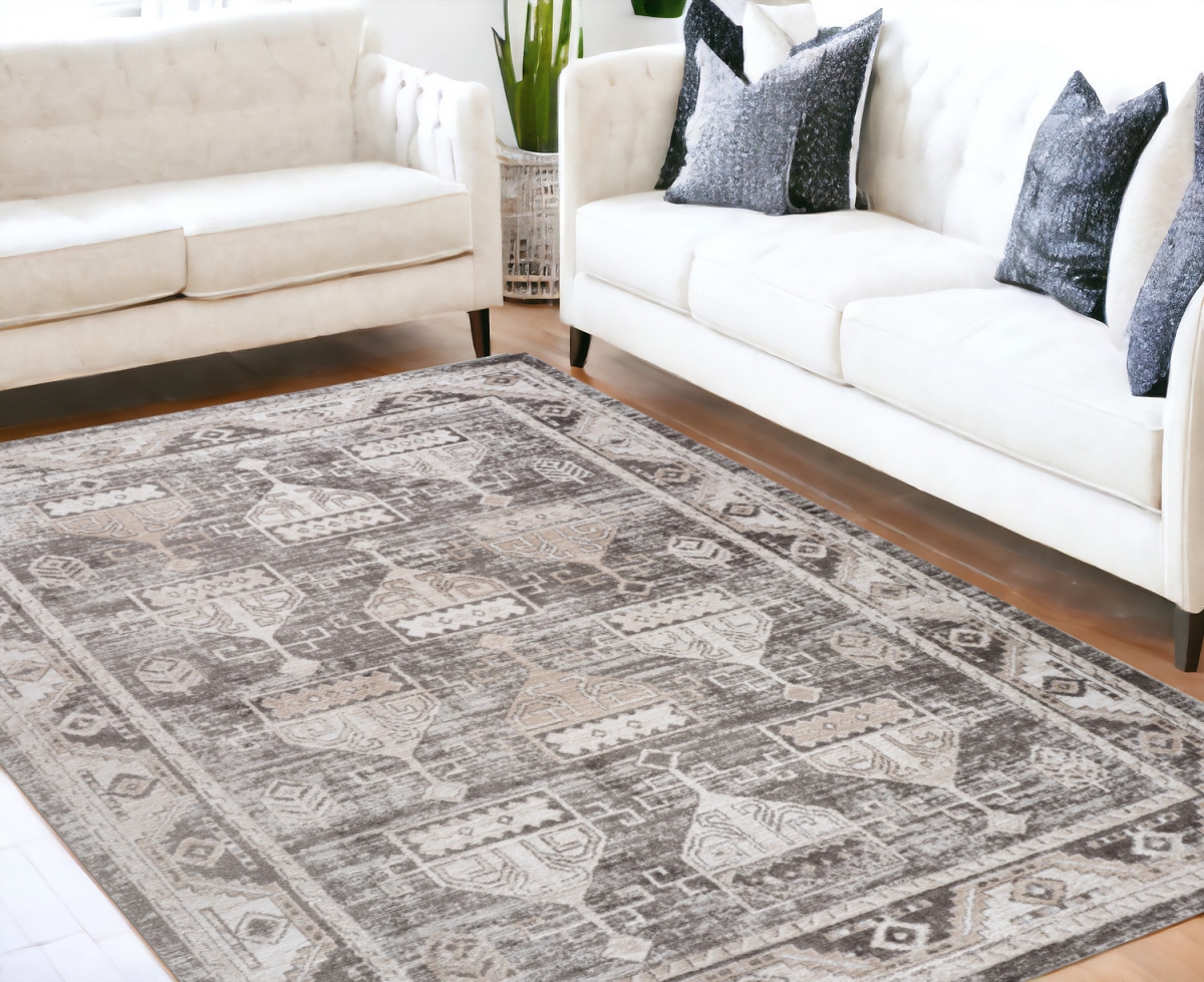 558985 5 x 8 ft. Abstract Distressed Rectangle Area Rug, Beige & Brown