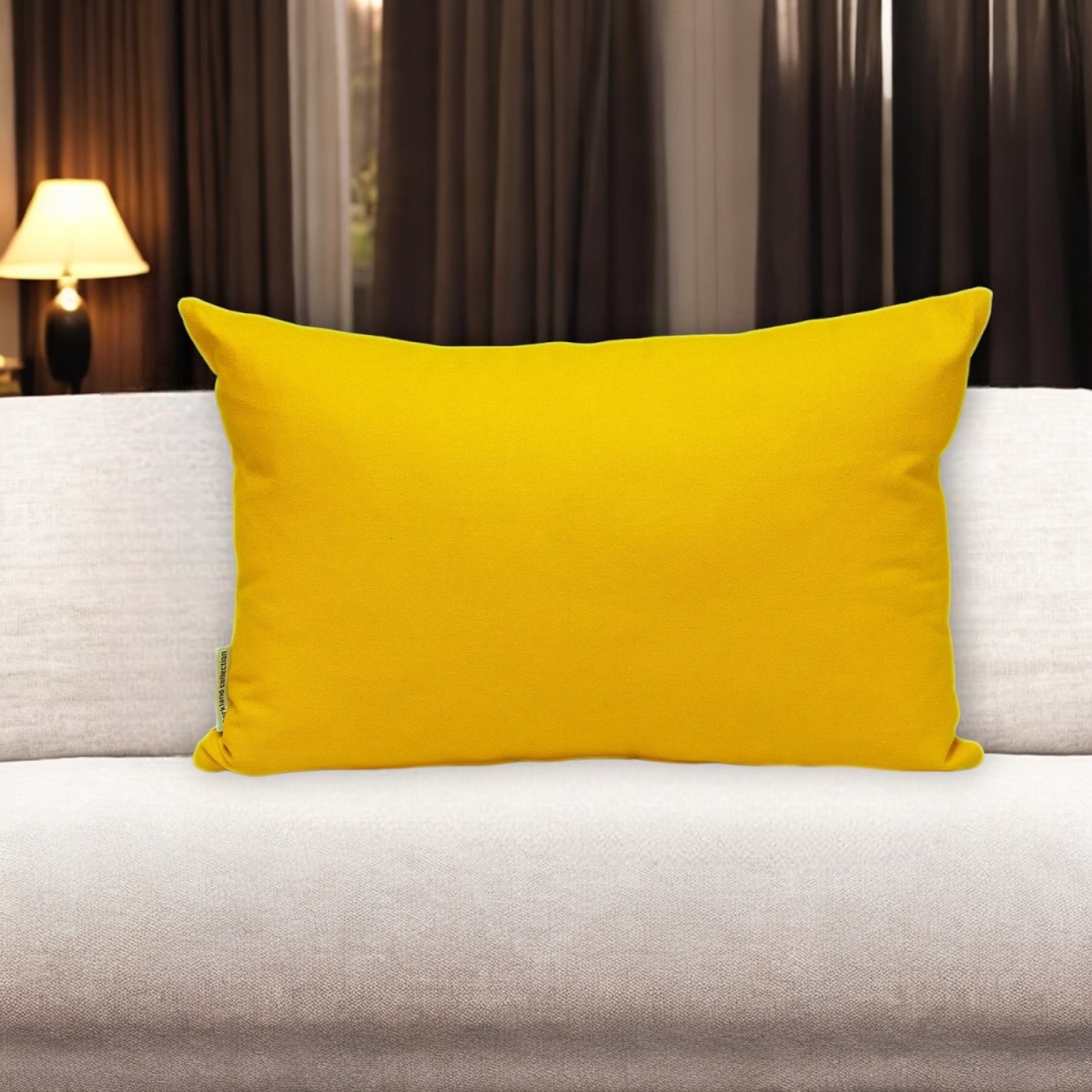 529175 12 x 18 in. Yellow Cotton Lumbar Throw Pillow