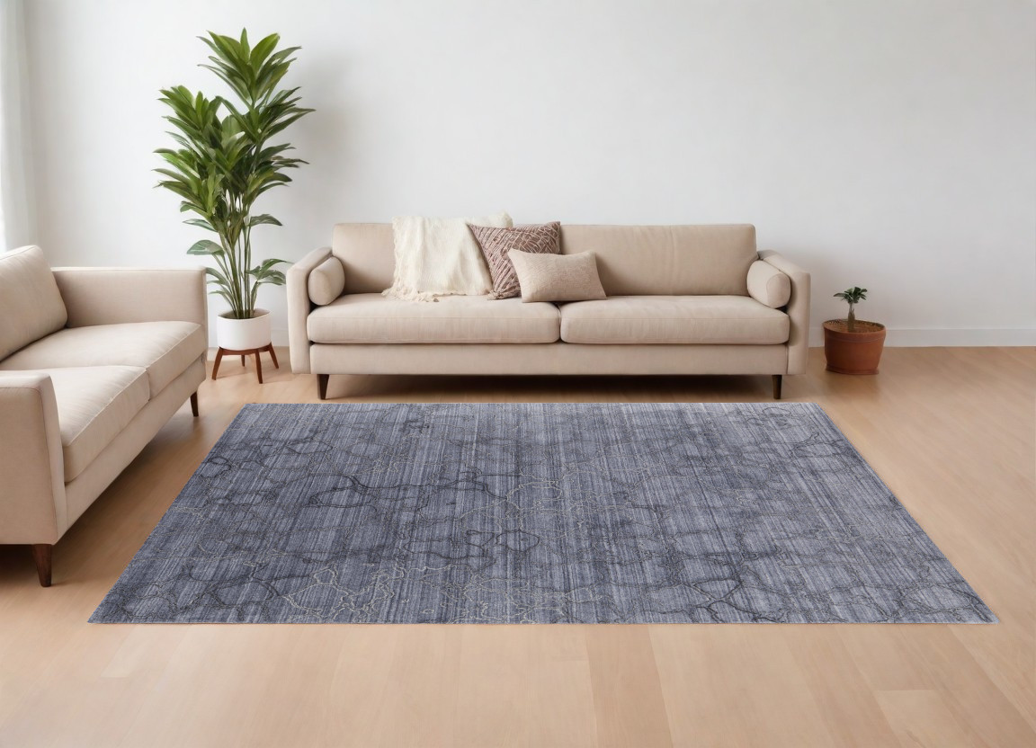 567847 8 x 10 ft. Abstract Hand Woven Rectangle Area Rug, Gray & Blue