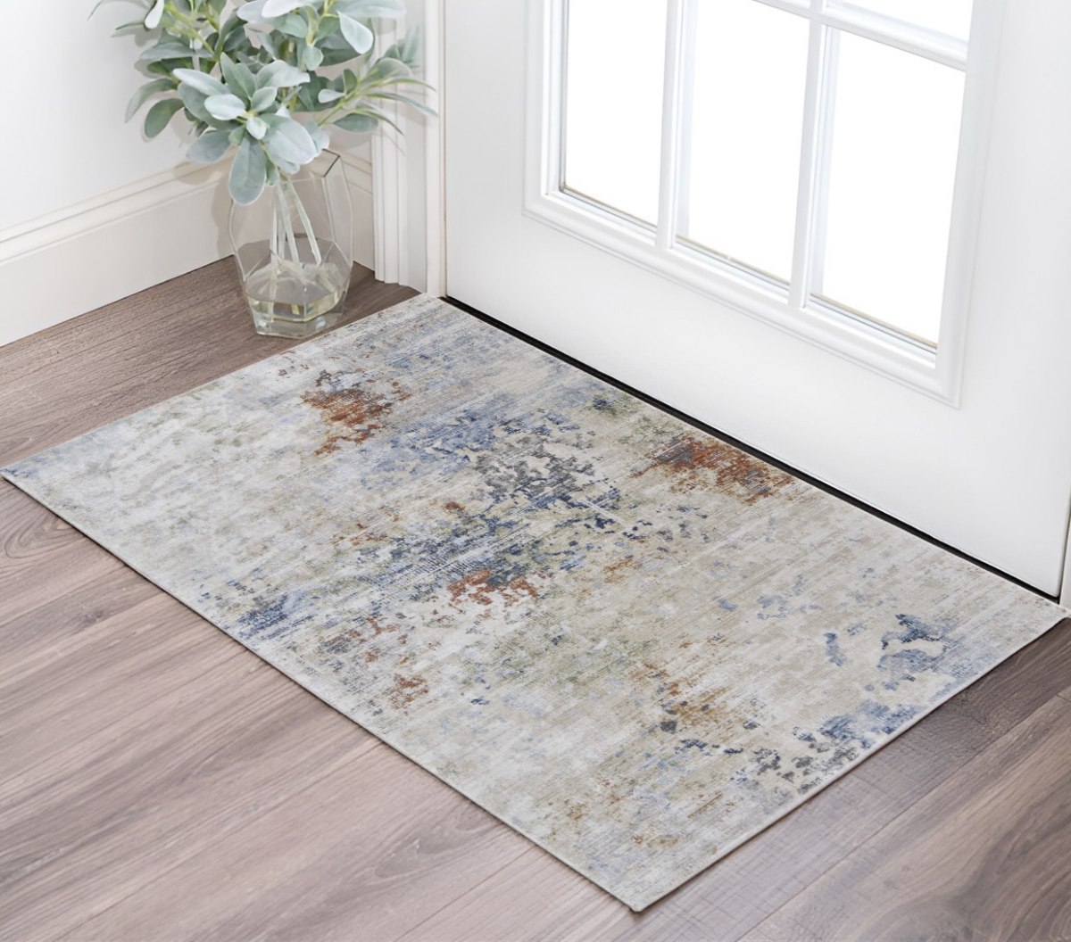 567707 2 x 3 ft. Abstract Power Loom Rectangle Area Rug, Red, Blue & Ivory