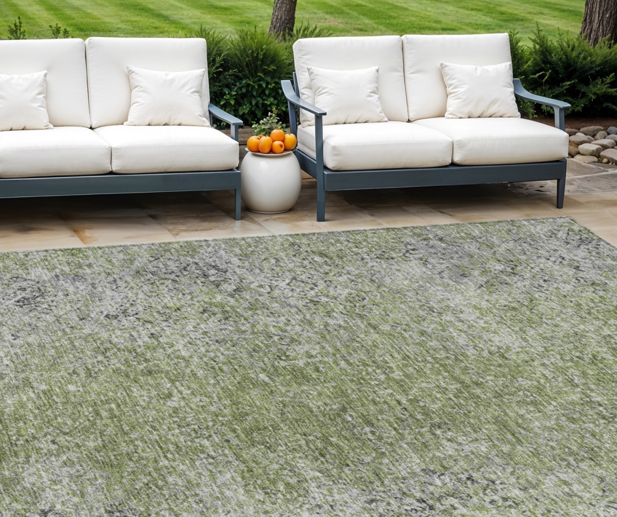 Picture of HomeRoots 588826 9 x 12 ft. Oriental Washable Indoor & Outdoor Rectangle Area Rug&#44; Fern Green&#44; Artichoke Green & Ivory