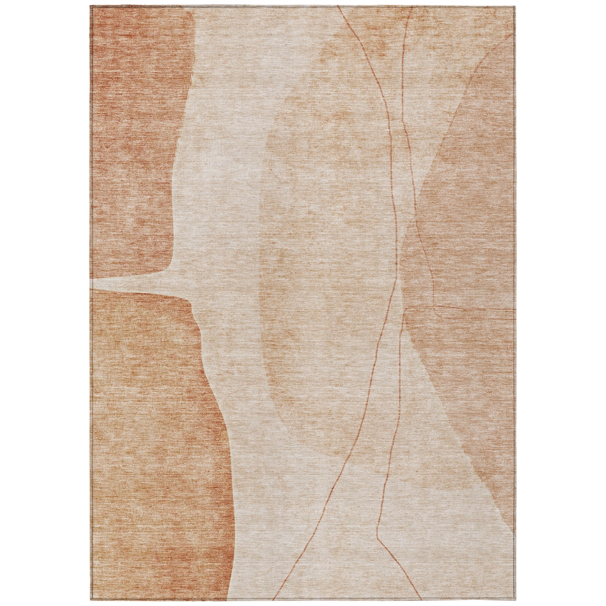 582045 5 x 8 ft. Abstract Washable Indoor & Outdoor Rectangle Area Rug, Terra Cotta, Orange & Copper