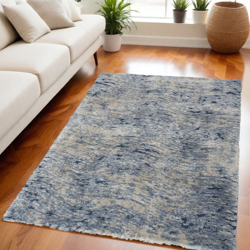 551136 5 x 7 ft. Abstract Shag Rectangle Area Rug, Sky Blue