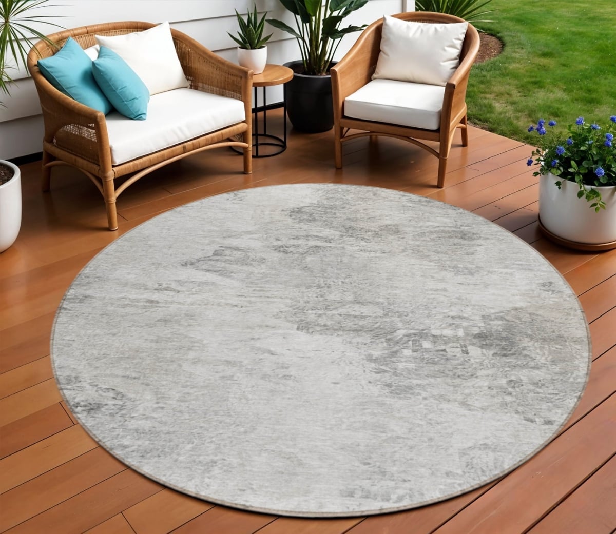 577630 10 x 14 ft. Abstract Washable Indoor & Outdoor Rectangle Area Rug, Silver, Gray & Ivory