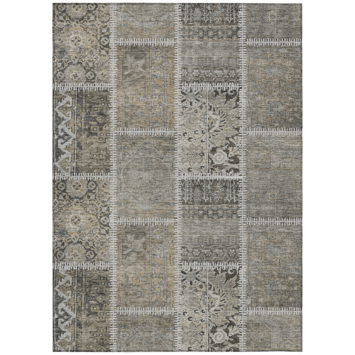 579392 5 x 8 ft. Patchwork Washable Indoor & Outdoor Rectangle Area Rug, Taupe, Beige & Tan