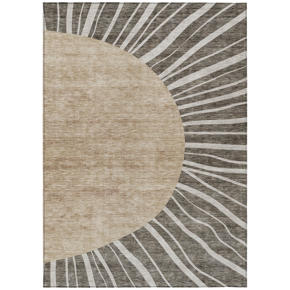 580833 5 x 8 ft. Abstract Washable Indoor & Outdoor Rectangle Area Rug, Chocolate, Beige & Taupe