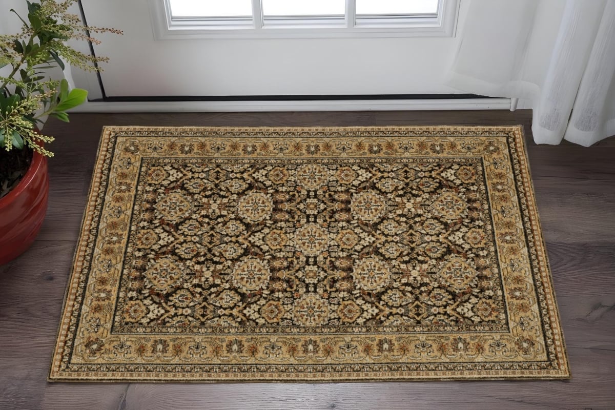575510 2 x 3 ft. Oriental Rectangle Area Rug, Brown & Gold